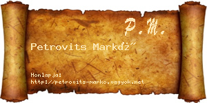 Petrovits Markó névjegykártya